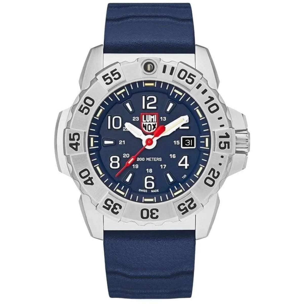 Luminox Men`s Watch Navy Seal Rotating Bezel Blue Dial Rubber Strap XS.3253