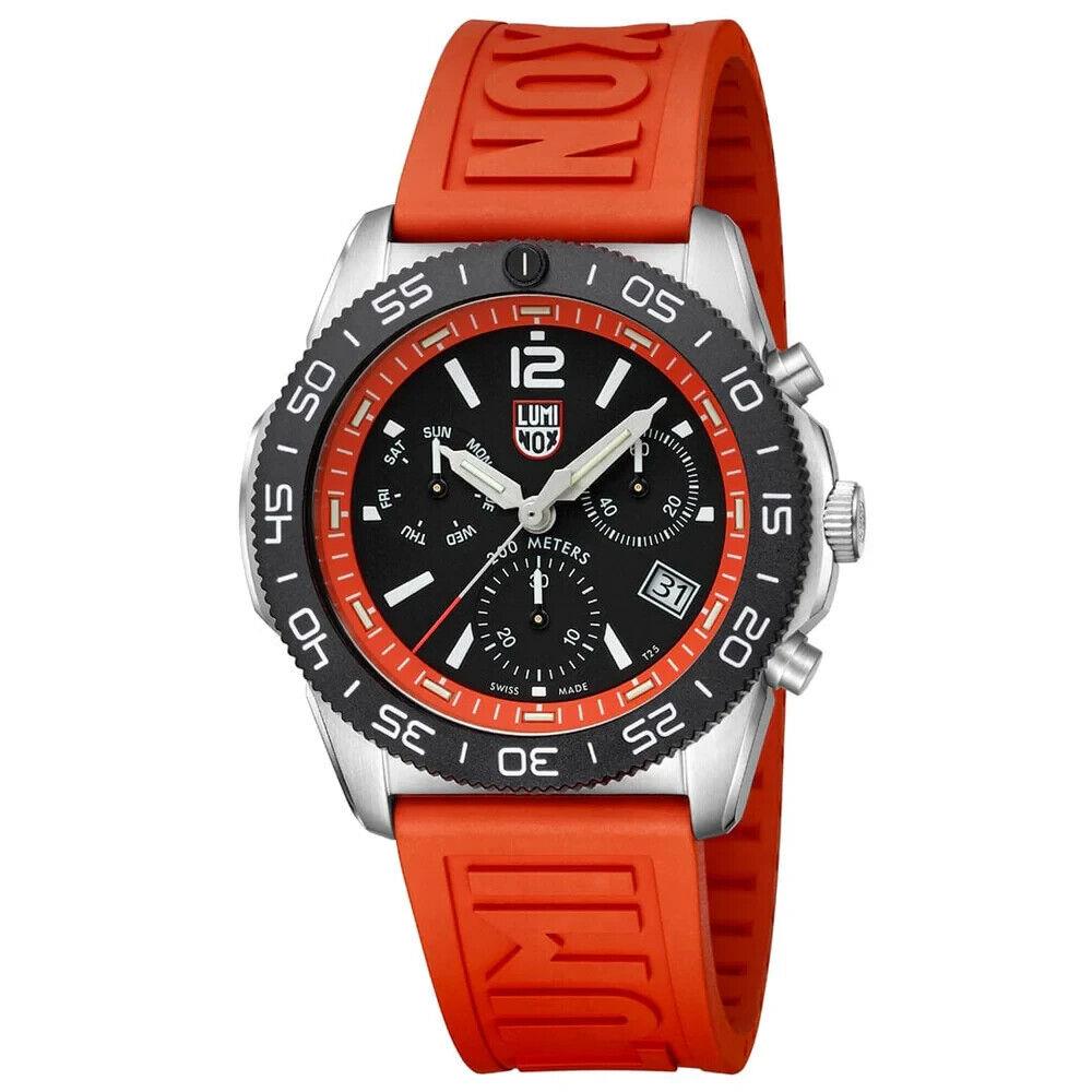 Luminox Pacific Diver XS.3149 Chrono 44mm Orange Rubber Steel Quartz Men`s Watch