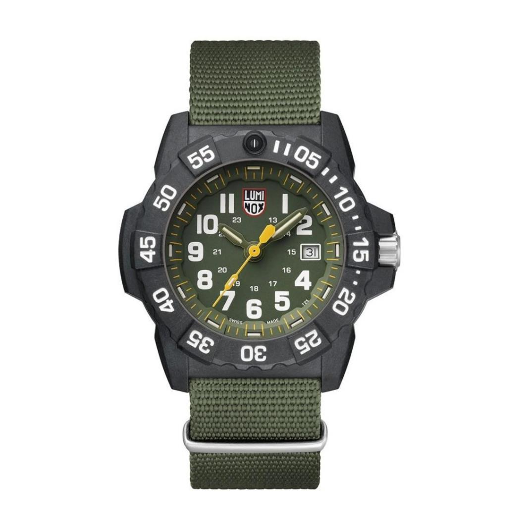 Luminox Men`s Navy Seal 3500 Series Green Nylon Strap Quartz Watch - XS.3517.L