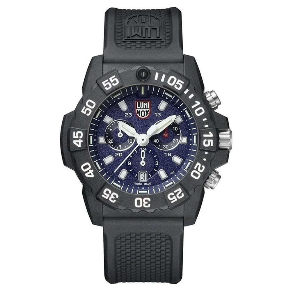 Luminox Navy Seal Chronograph Carbonox Black Rubber Divers Mens Watch XS.3583 - Dial: Blue, Band: Black, Bezel: Black