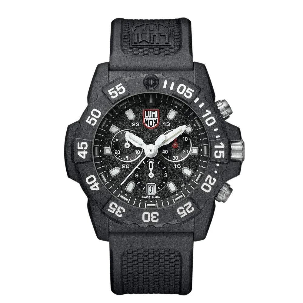 Luminox Men`s Navy Seal Chronograph 3580 Series Black/white Watch XS.3581 - Dial: Black, White, Band: Black, Bezel: Black, White