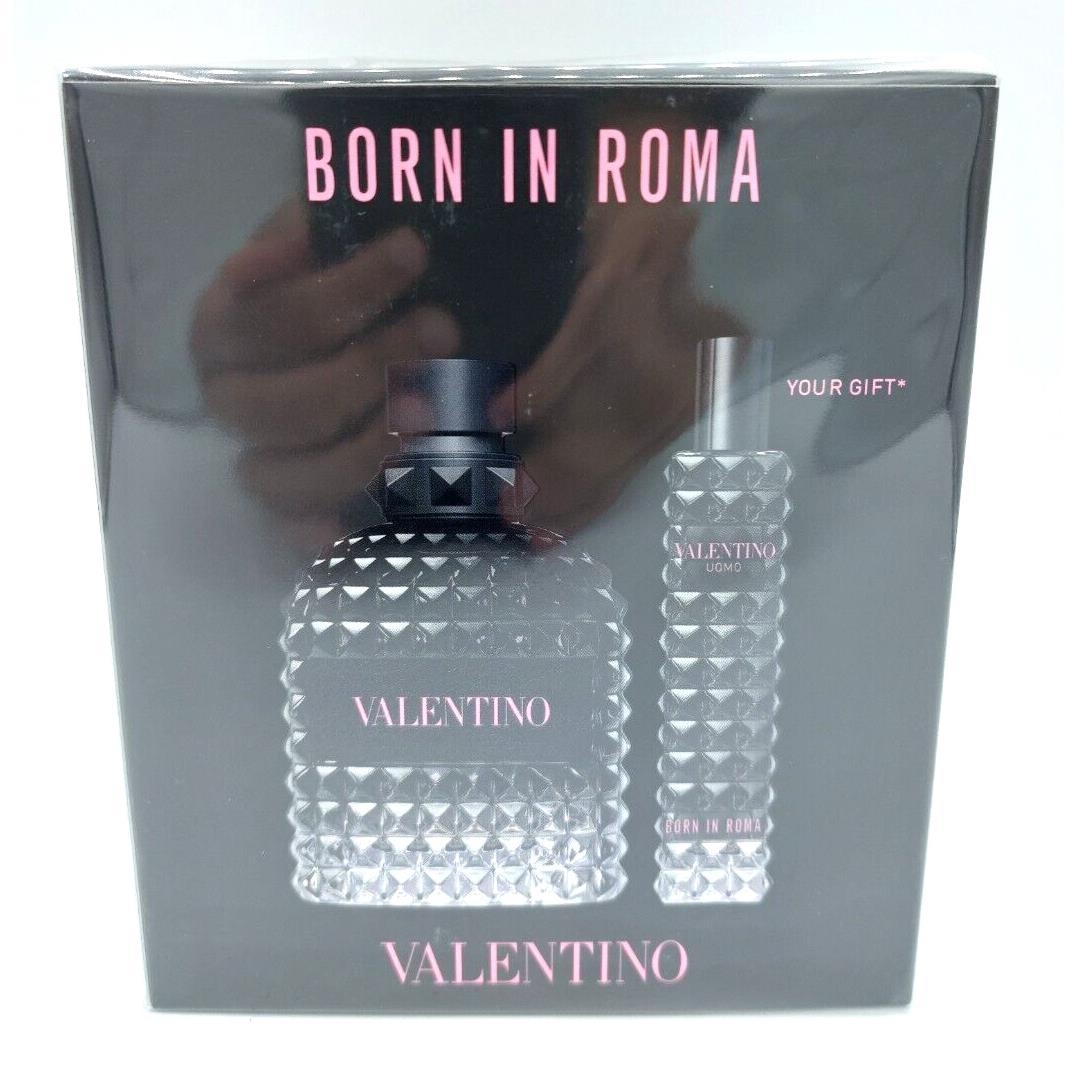 Valentino Uomo Born in Roma Edt 2 Piece Gift Set For Men - 3.4 oz 0.5 oz