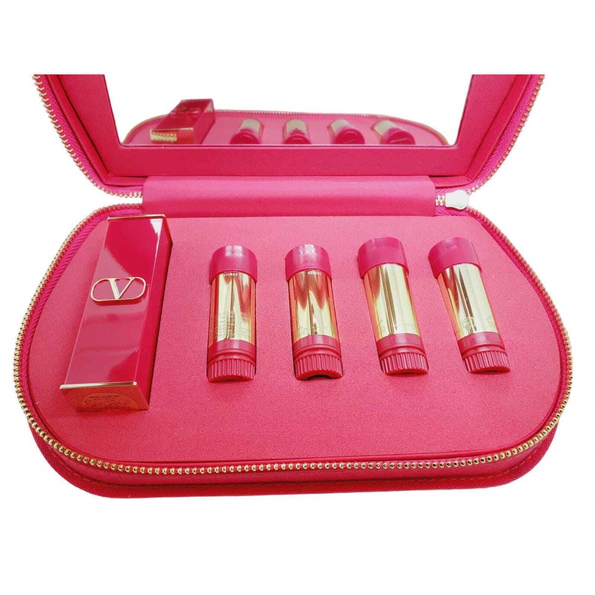 Valentino Rosso Couture Pouch Lipstick Set - 5 Lipstick Refills + Case