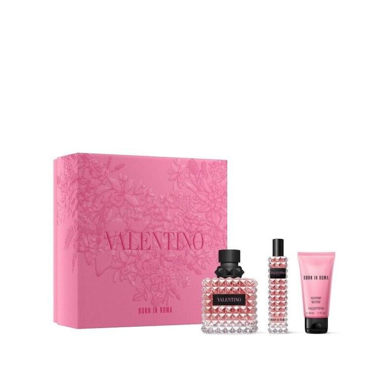 Valentino Born In Roma 3pc Set 3.4oz Edp + .5oz Travel Spray + 1.7oz Body Lotion