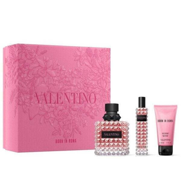 Valentino Born In Roma 3pc Set 3.4oz Edp 0.5oz Mini Spray 1.7oz Body Lotion