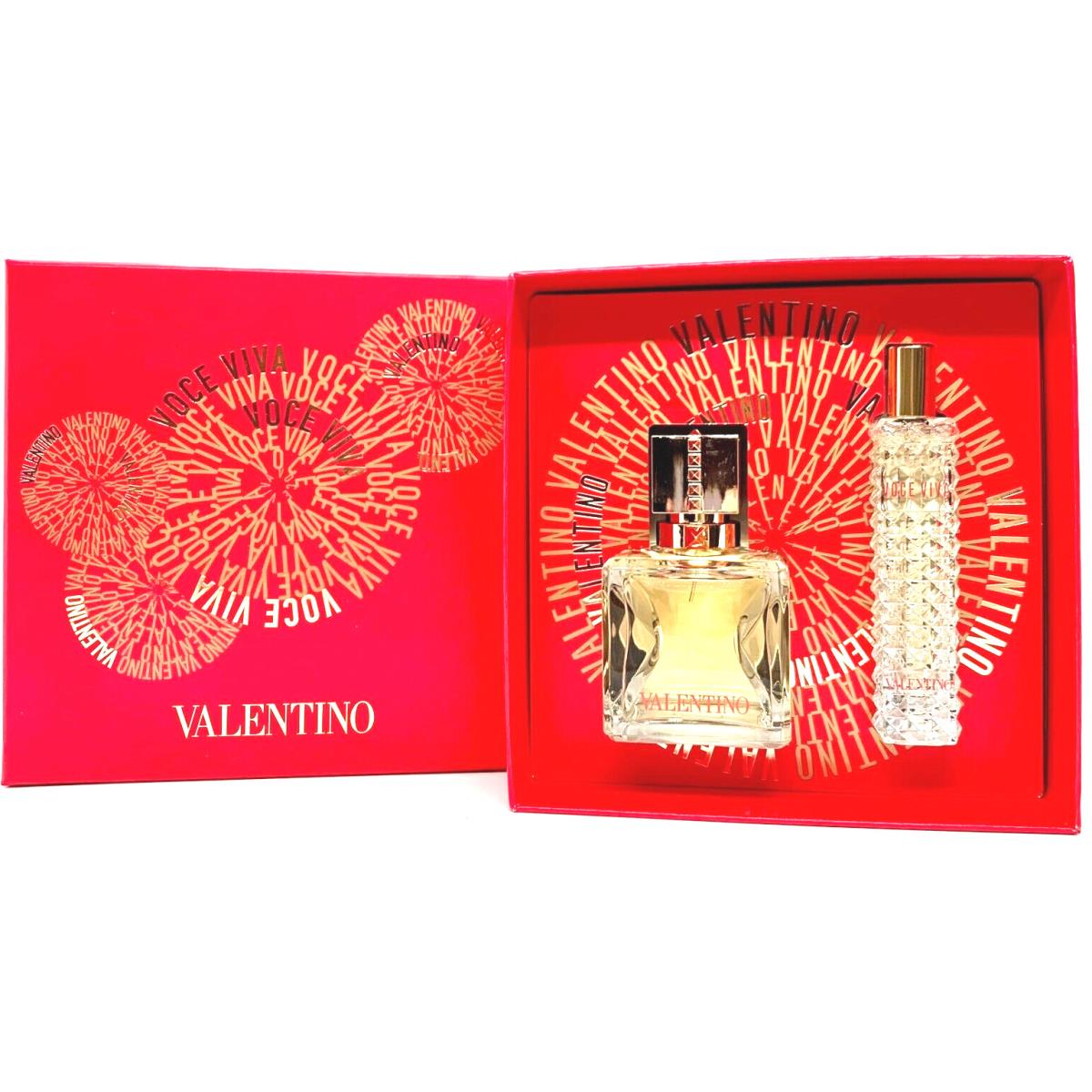 Valentino Voce Viva 2 Pcs Gift Set Women Edp Spray 1.7 Oz Edp Travel Size 0.5Oz