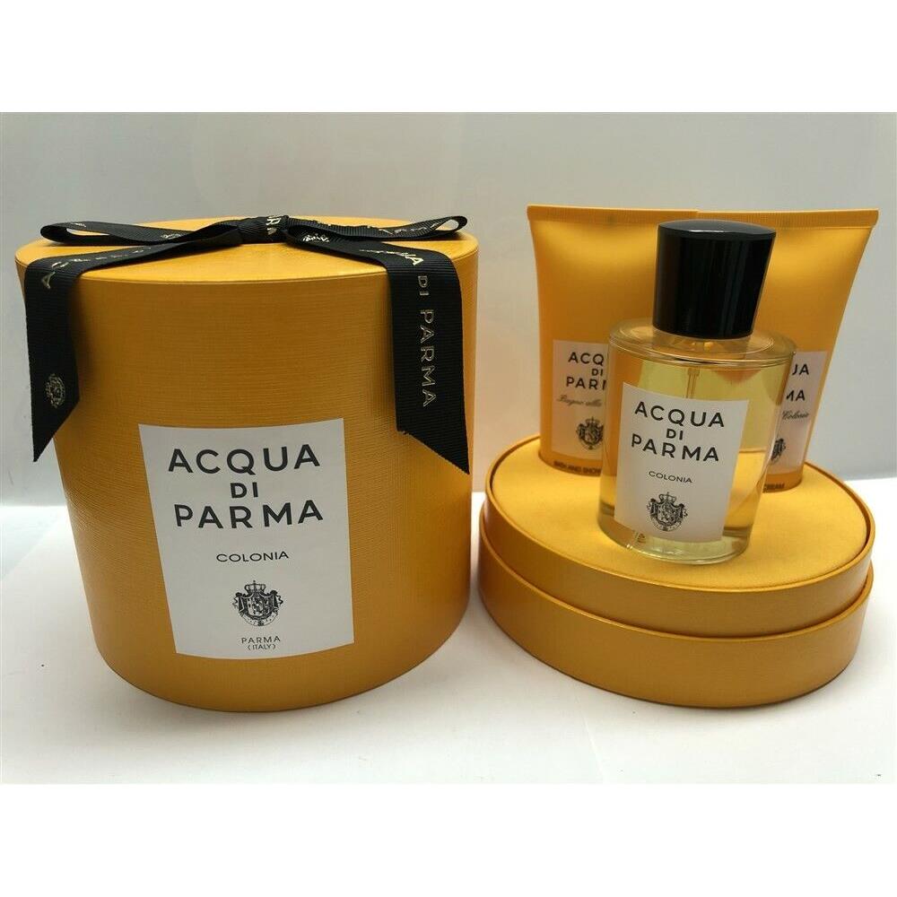 Acqua di Parma Colonia 3pc Set 3.4 oz Eau de Cologne Shower Gel Body Cream