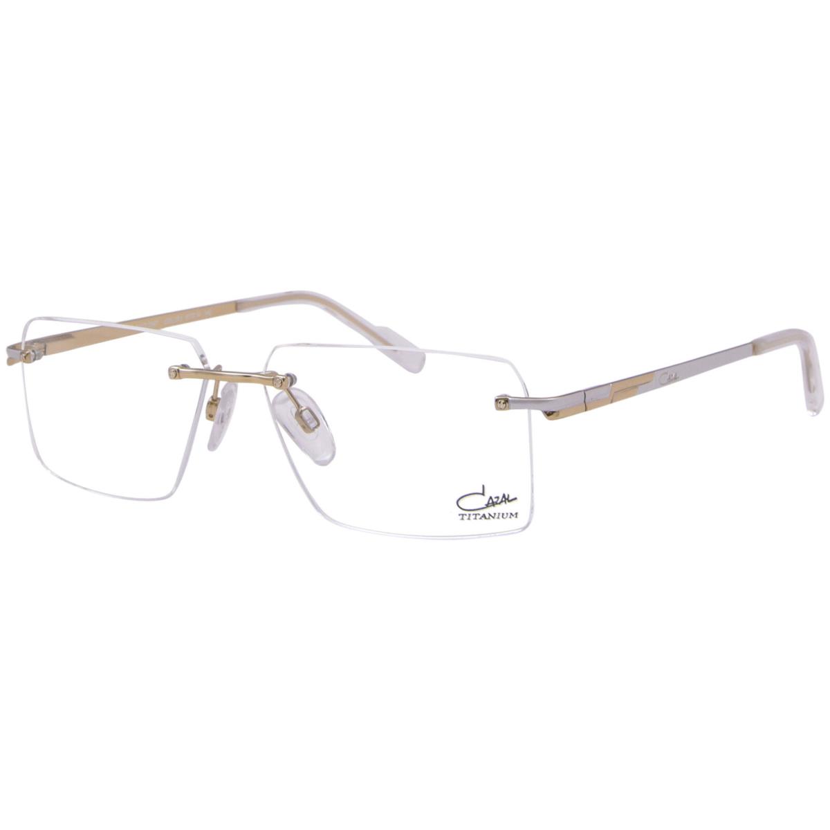 Cazal 7097 003 Titanium Eyeglasses Men`s Gold/silver Rimless Rectangle Shap 57mm