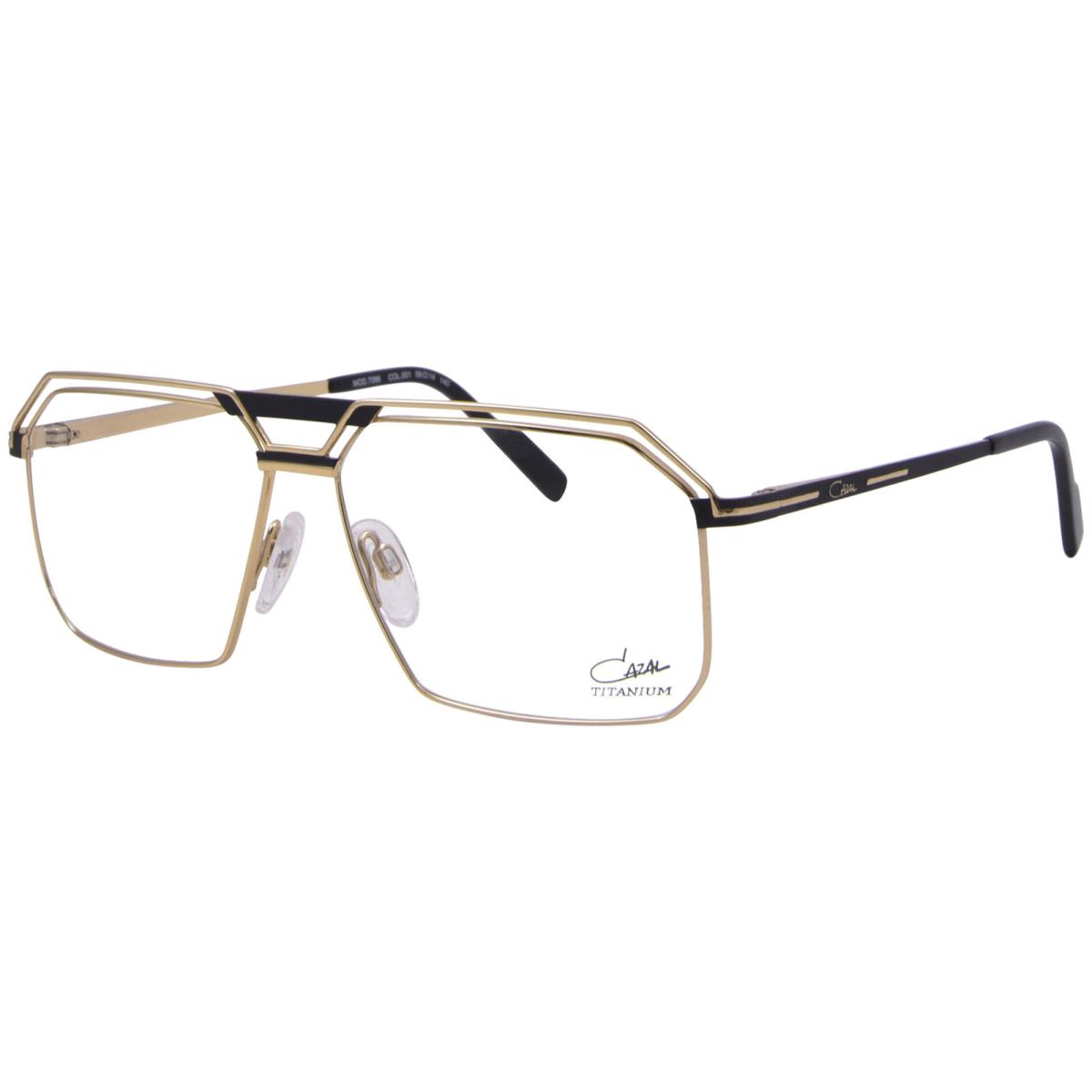 Cazal 7096 001 Titanium Eyeglasses Men`s Black/gold Full Rim Square Shape 59mm