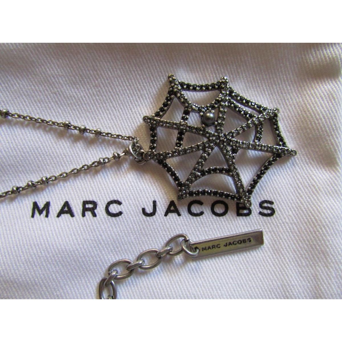 Marc Jacobs Statement Necklace Crystal Cobweb Dark Silver