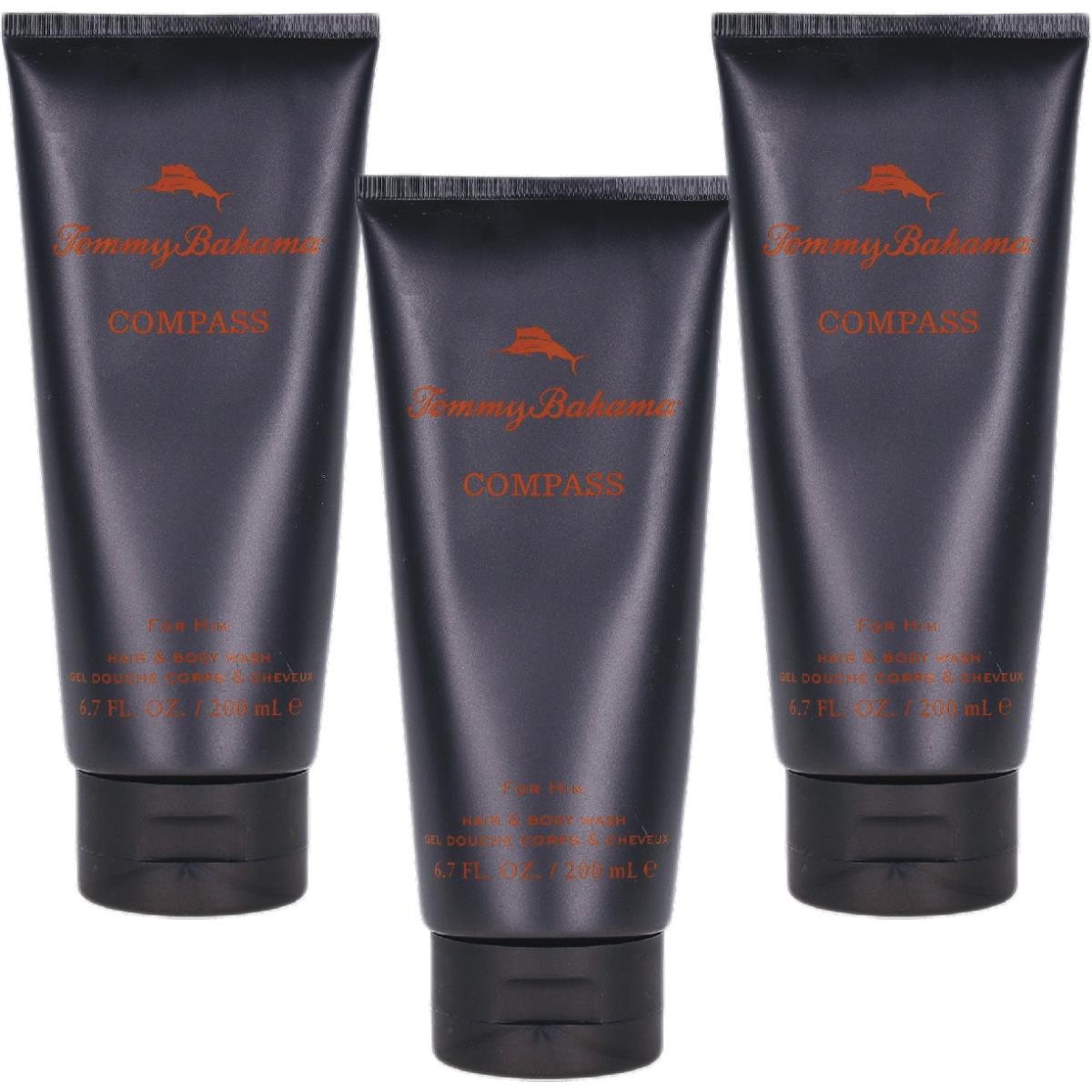 Compass By Tommy Bahama For Men Combo Pack: Hair Body Wash 20.1oz 3x6.7oz