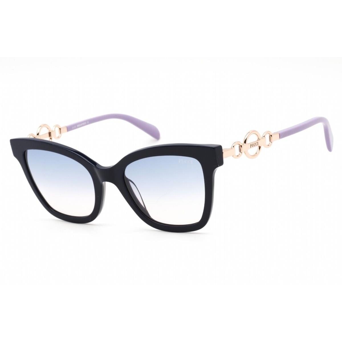 Emilio Pucci EP0158 90W Sunglasses Navy Blue Frame Gradient Blue Lenses 54 Mm