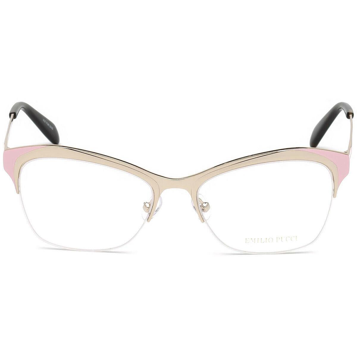 Emilio Pucci EP5074 033 Shiny Gold Pink Metal Semi Eyeglasses Frame 53-16-140