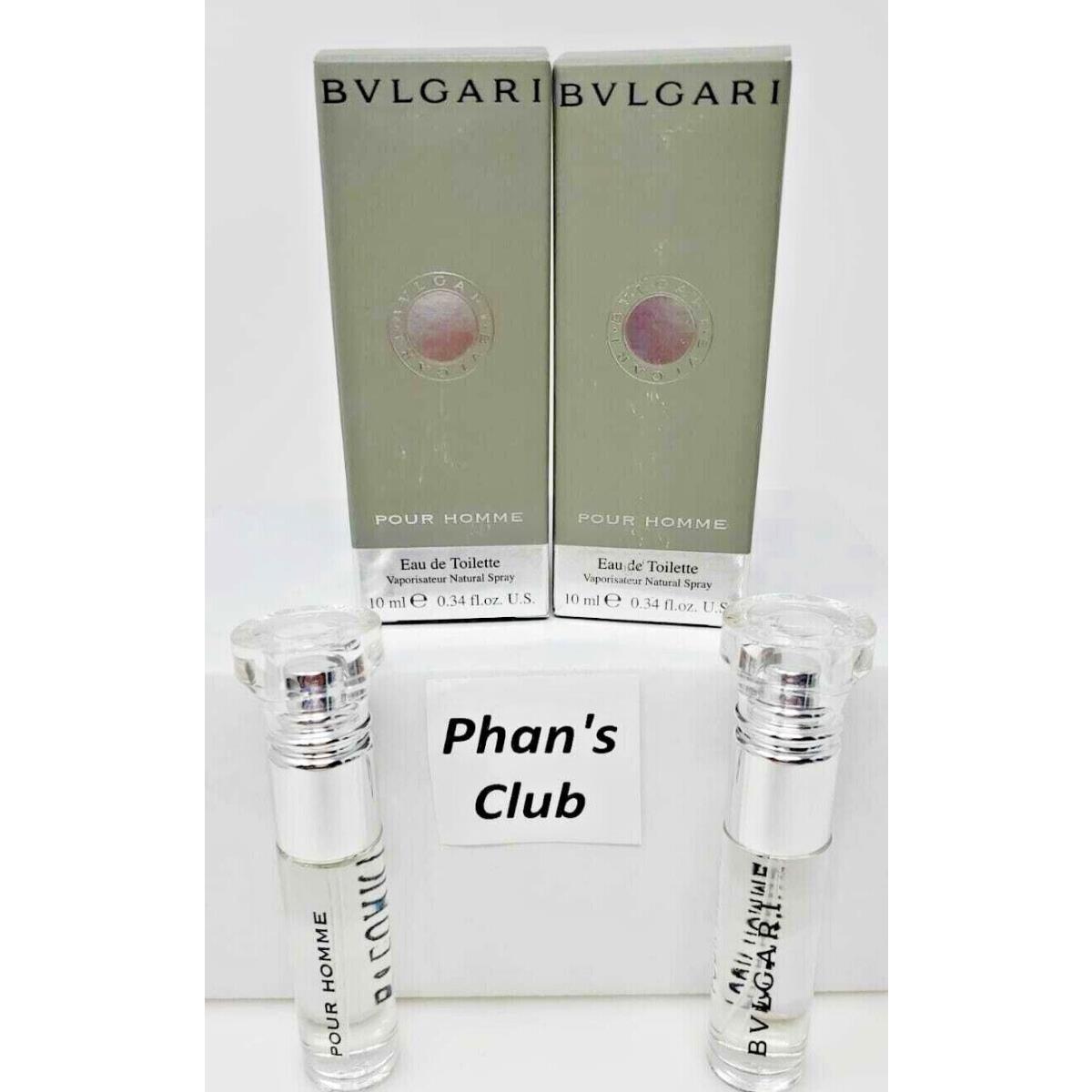 Bvlgari Pour Homme 2 X 0.34 Fl. Oz. Edt Spray Mini For Men Minor Damage Box