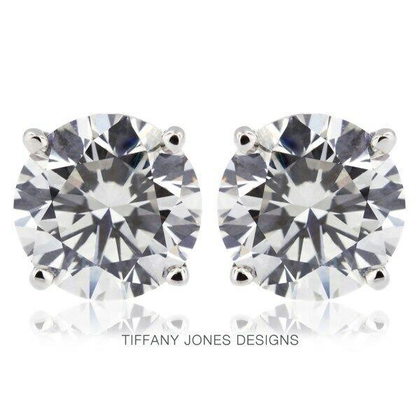 Tiffany & Co. 0.92ct tw G-SI3 Exc Round Agi Natural Diamonds 14K 4-Prong Basket Earrings 1gram