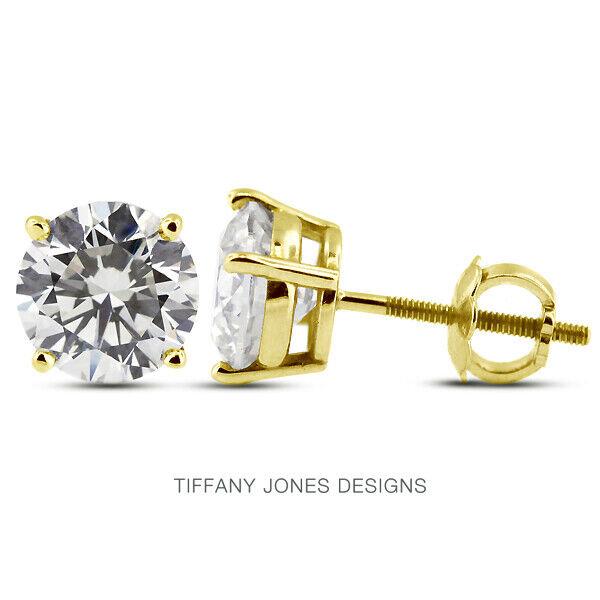 Tiffany & Co. 1/2 CT E SI1 Round Brilliant Earth Mined Certified Diamonds 14k Gold Studs