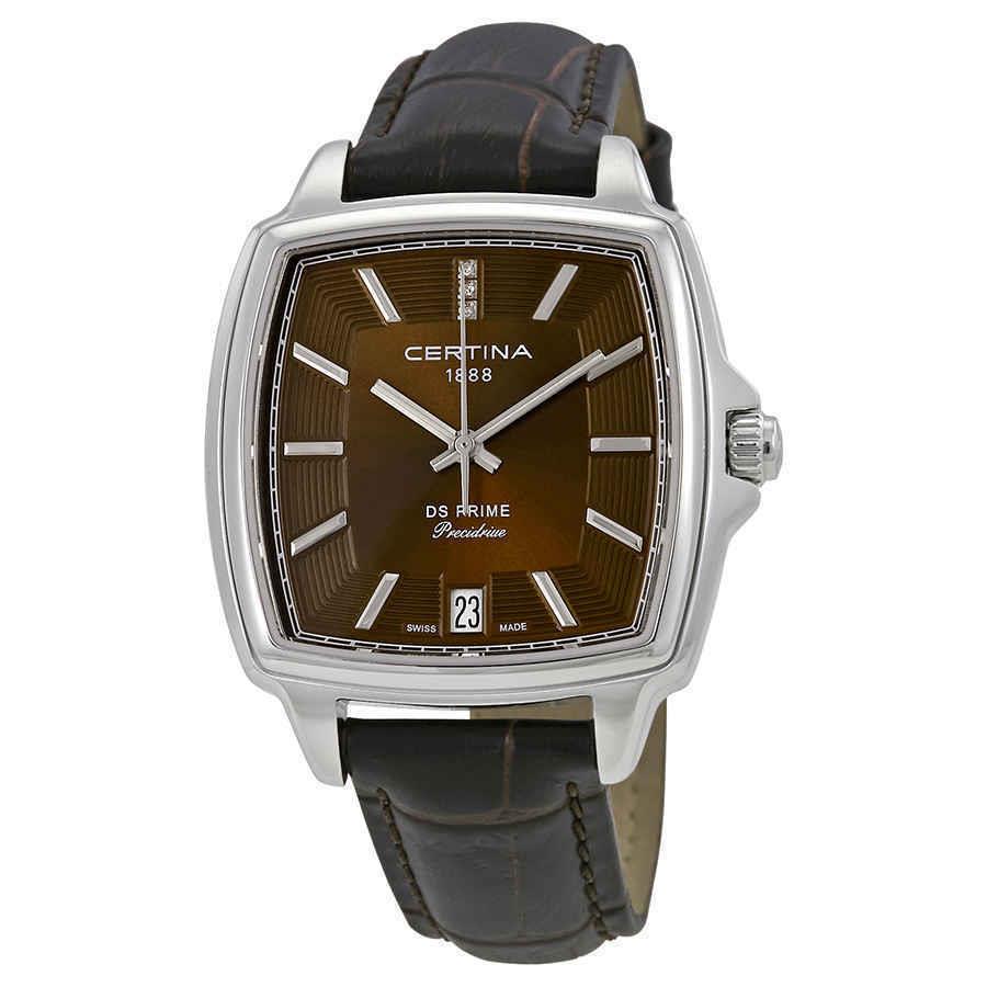 Certina DS Prime Shape Brown Dial Ladies Watch C028.310.16.296.00 - Dial: Brown, Band: Brown, Bezel: Silver-tone