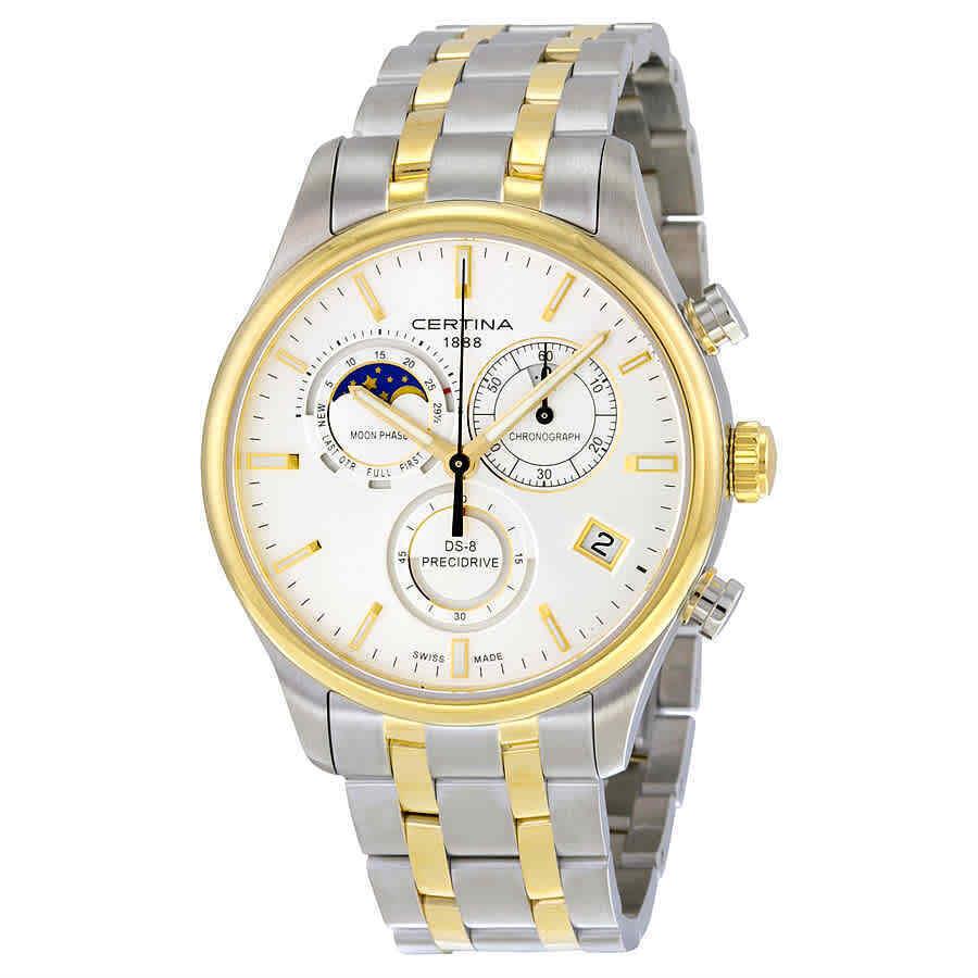 Certina DS-8 Chrono Moonphase Silver Dial Two-tone Men`s Watch C0334502203100