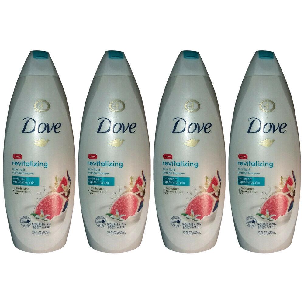 Pack of 4 Dove Go Fresh Body Wash Blue Fig Orange Blossom 22 fl oz