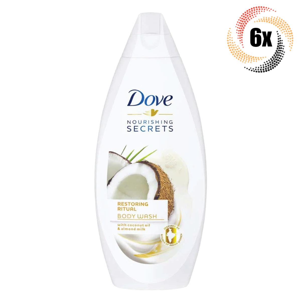 6x Bottles Dove Nourishing Secrets Restoring Ritual Body Wash 500ml 0% Sulfate