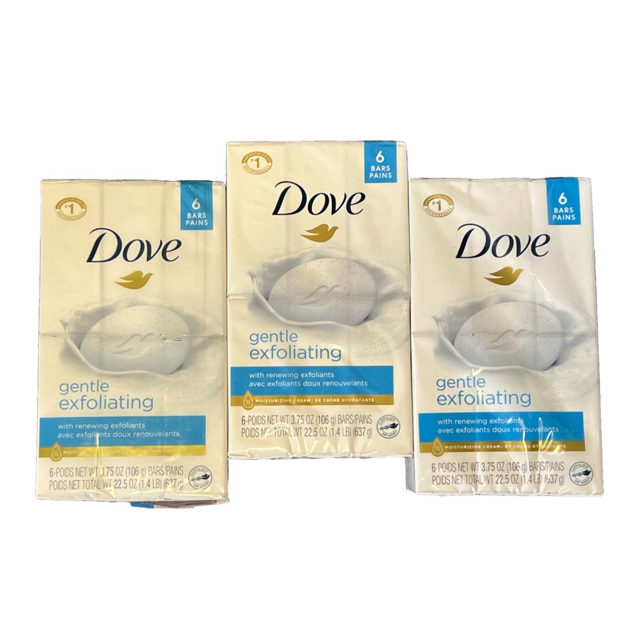 Dove Gentle Exfoliating Beauty Bath Bars Moisturizing Cream 4 oz 6 ct Pack of 3