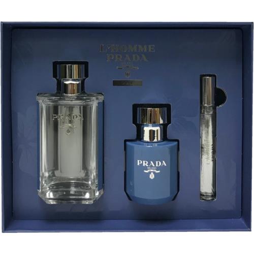 Prada L`homme L`eau 3 Piece Gift Set with 3.4 Oz by Prada For Men