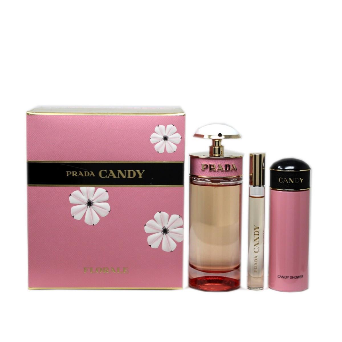 Prada Candy Florale 3 Piece Gift Set For Women Eau DE Toilette Spray 80ML