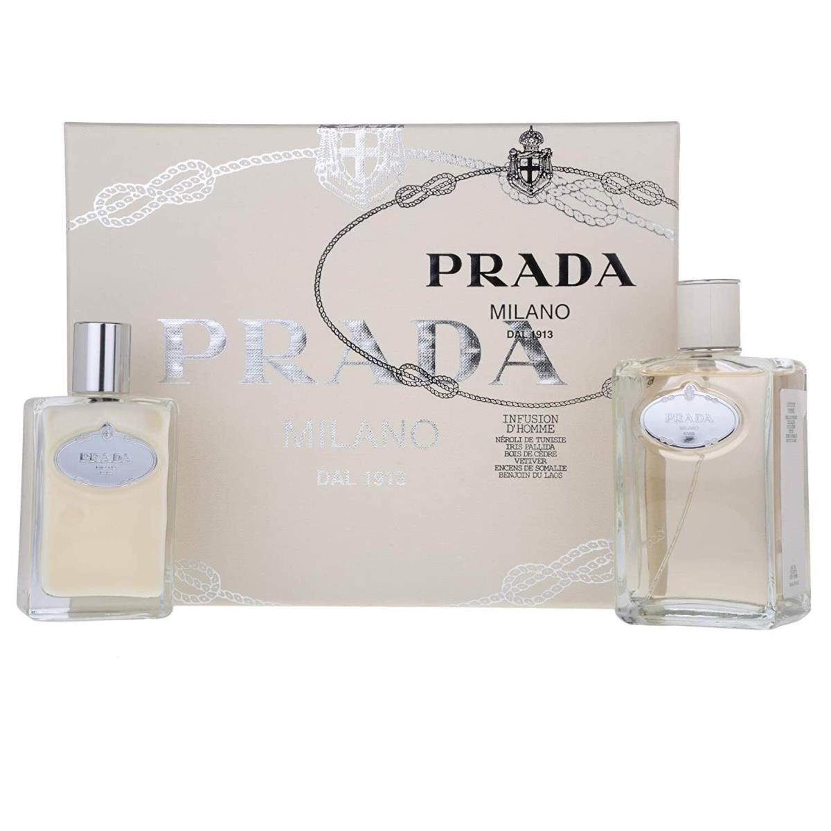 Prada Infusion D Homme 2 Pcs Set 6.75 OZ Edt Spray and 3.4 OZ After Shave Balm