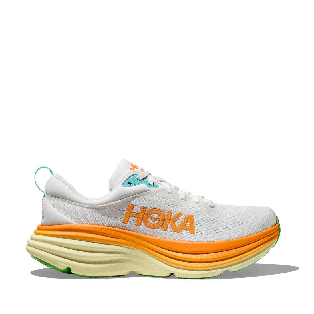 Hoka Men`s Bondi 8 in Blanc De Blanc/solar Flare - Yellow