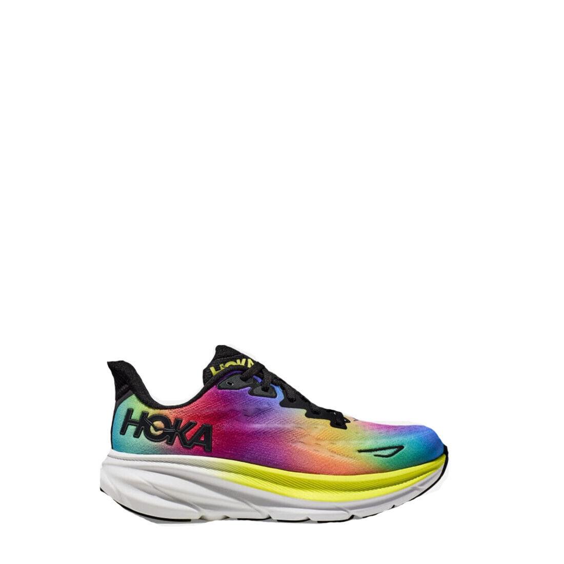 Hoka 1127896-BKML Clifton 9 Black/multi Women Shoe Medium - Black/Multi