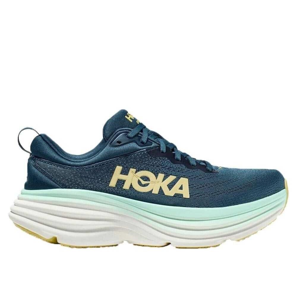 Hoka One One Bondi 8 Men`s Midnight Ocean Blue Steel Running Shoes 1123202 Mobs