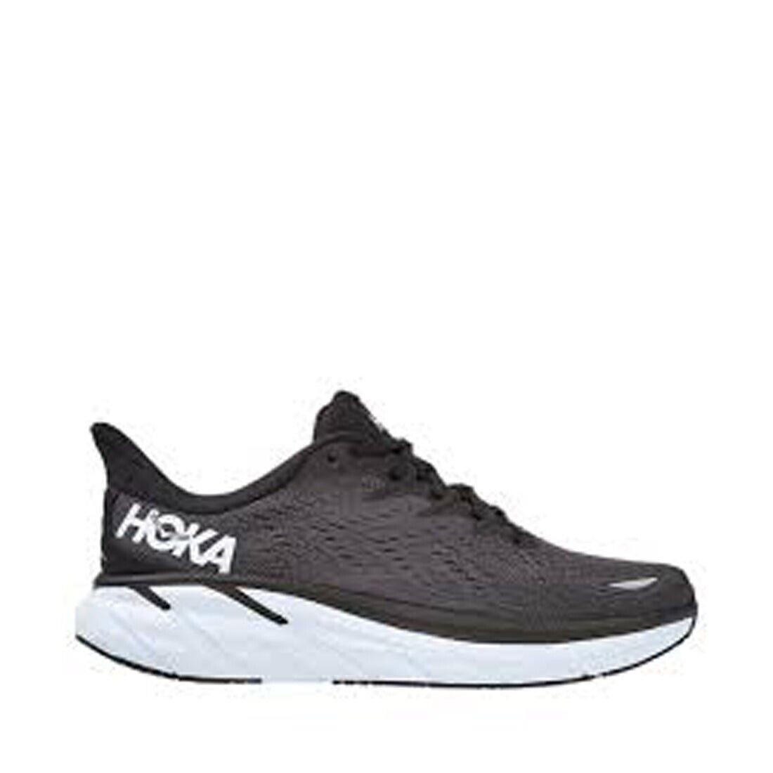 Men Size 9 Wide - Hoka One One Clifton 8 2E Wide Black White - Black