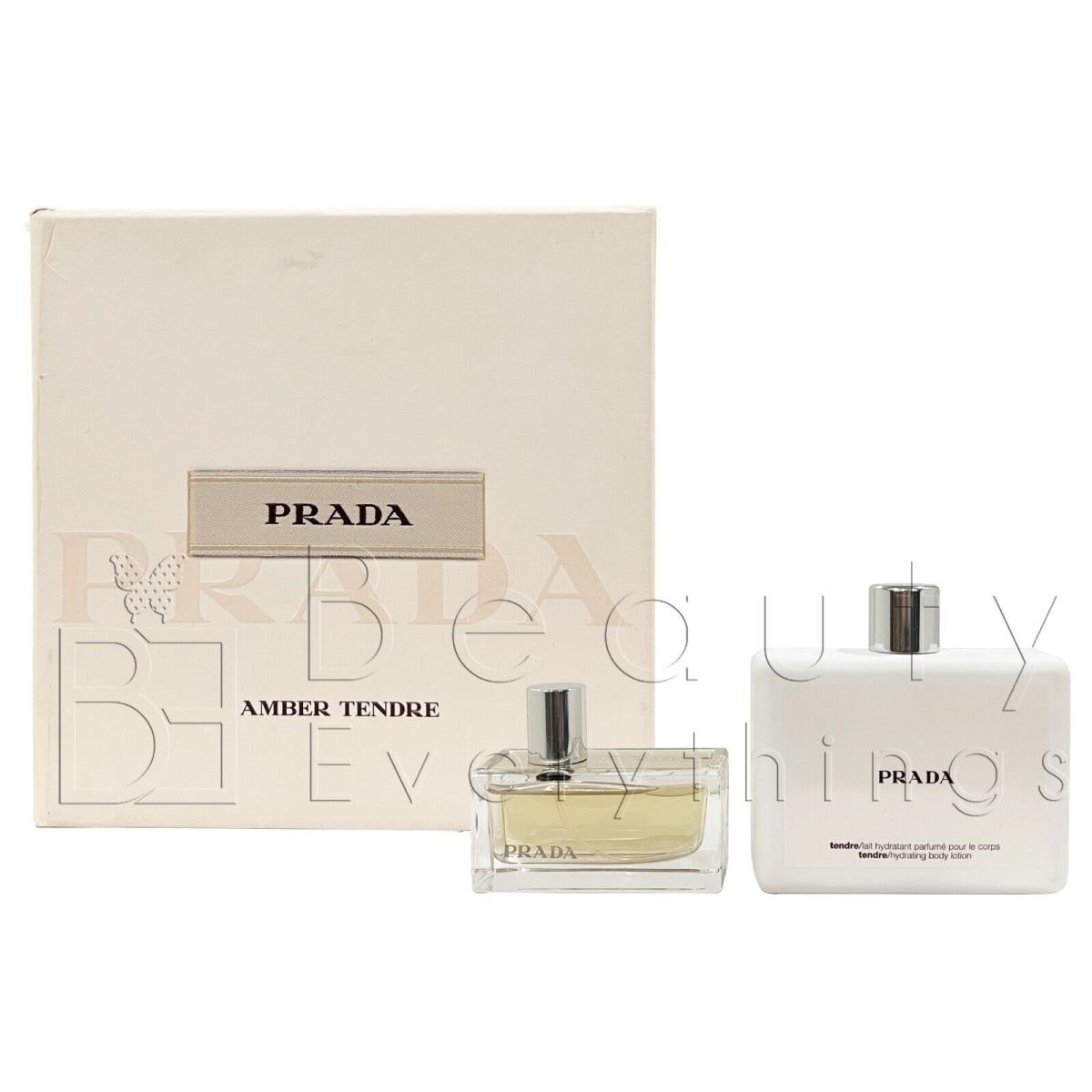 Prada Amber Tendre 2PC Set by Prada 1.7oz Edp +6.75oz B/l Worn Out Box For Women