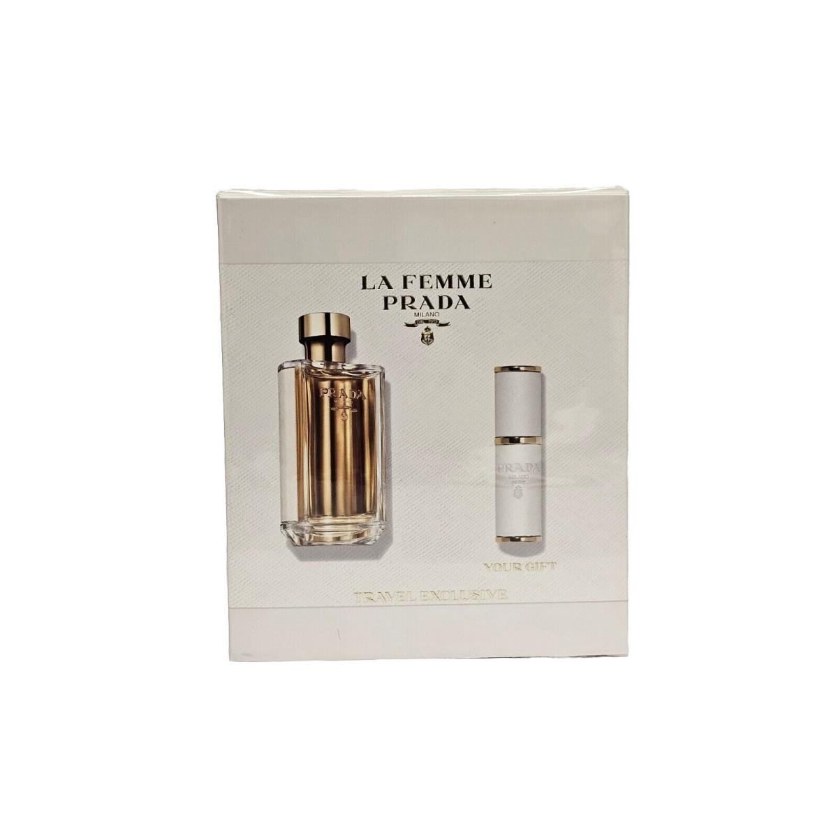 La Femme by Prada Gift Set For Women 3.4oz Edp Spray + 8ml Edp Refill Spray