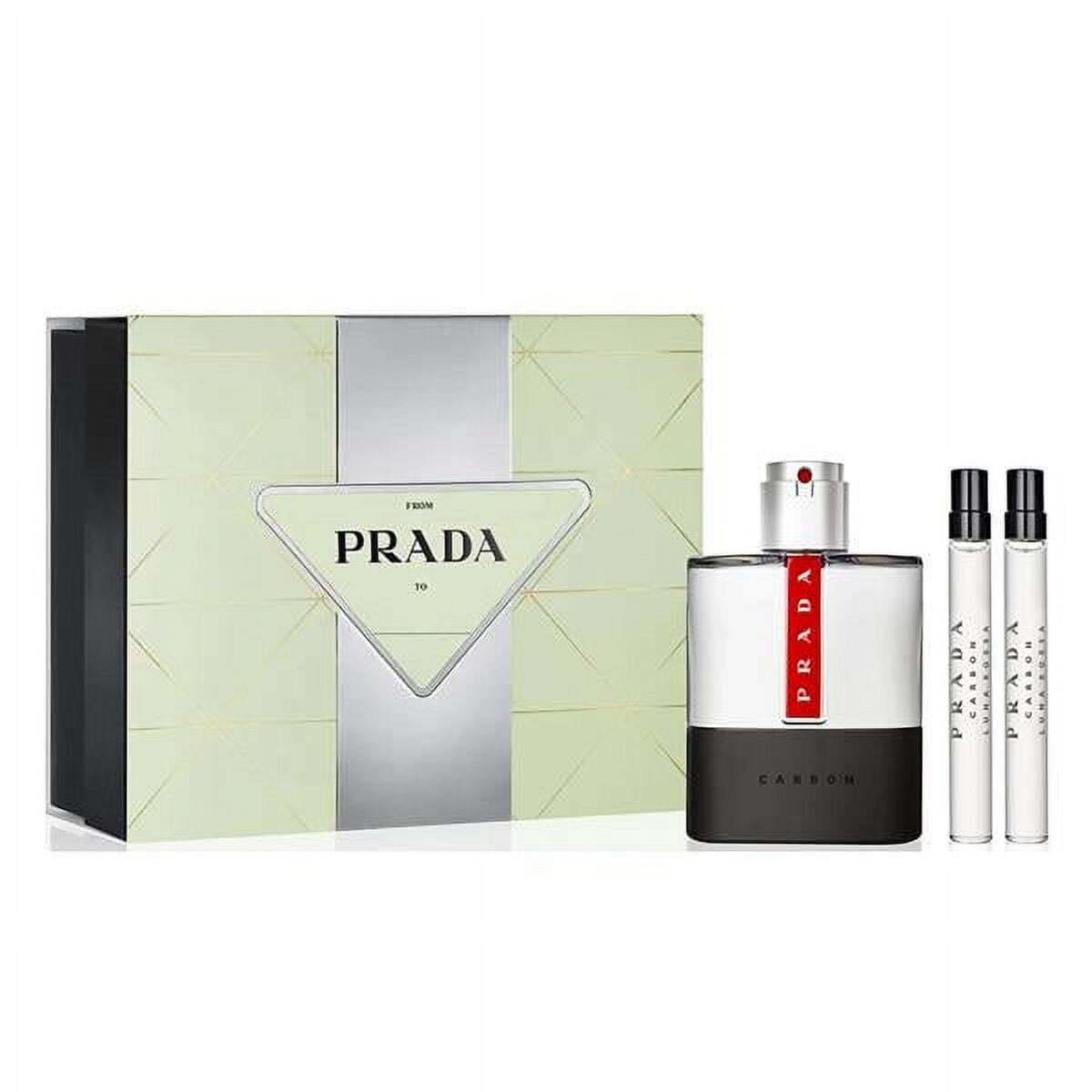 Prada Luna Rossa Carbon 3 Piece Gift Set For Men 3.4 OZ Eau De Toilette + 2