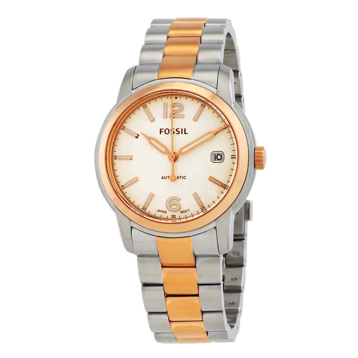 Fossil Heritage Automatic Silver Dial Two-tone Unisex Watch ME3227