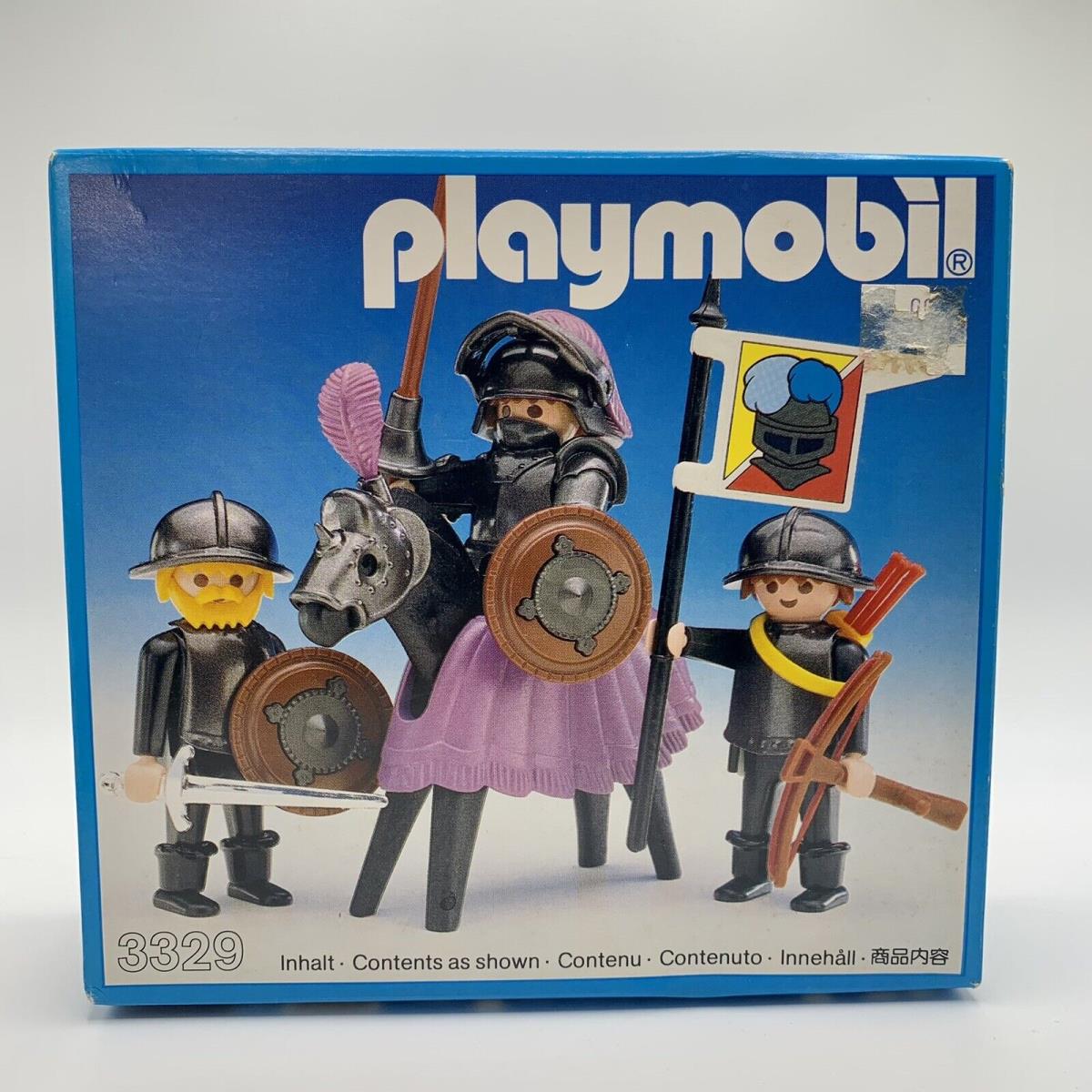 Playmobil 3329 Knight Squire Set Purple Horse 3 Figures Flag Figures 1993