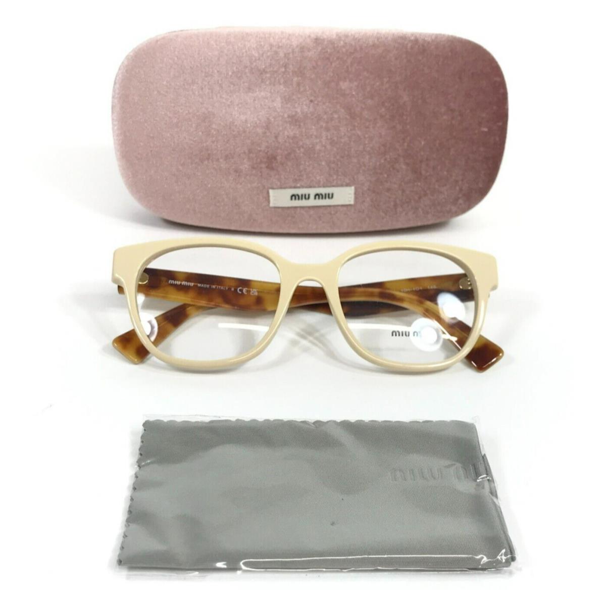 Miu Miu Eyeglasses Frames VMU02V 10H-1O1 Tortoise Beige Cat Eye Logos 52-19-145