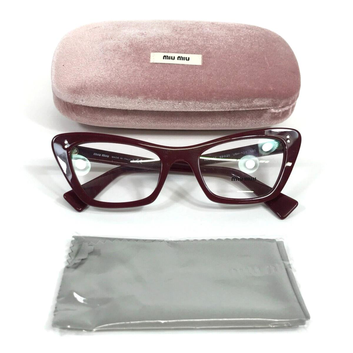 Miu Miu Eyeglasses Frames VMU03T USH-1O1 Burgundy Butterfly Full Rim 52-20-145