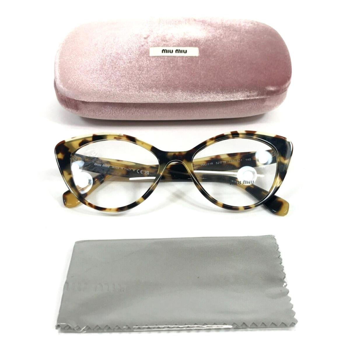 Miu Miu Eyeglasses Frames VMU01R 7S0-1O1 Tortoise Cat Eye Full Rim 52-18-140