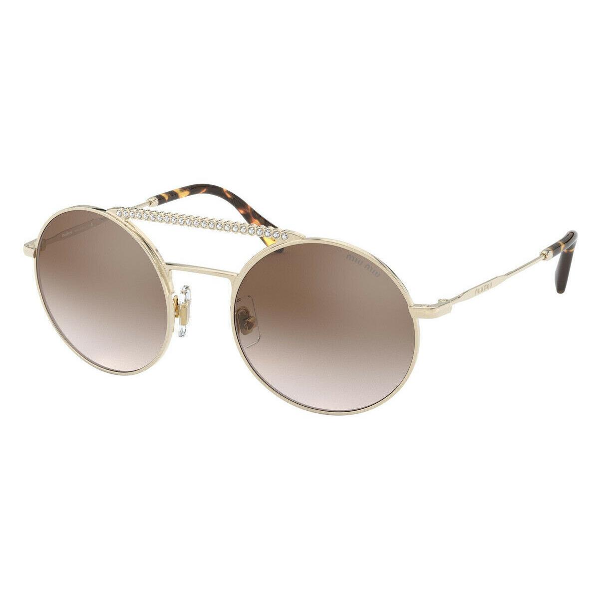 Miu Miu Womens Sunglasses MU 52VS Pale Gold Round Rhinestones 50mm ZVN-QZ9