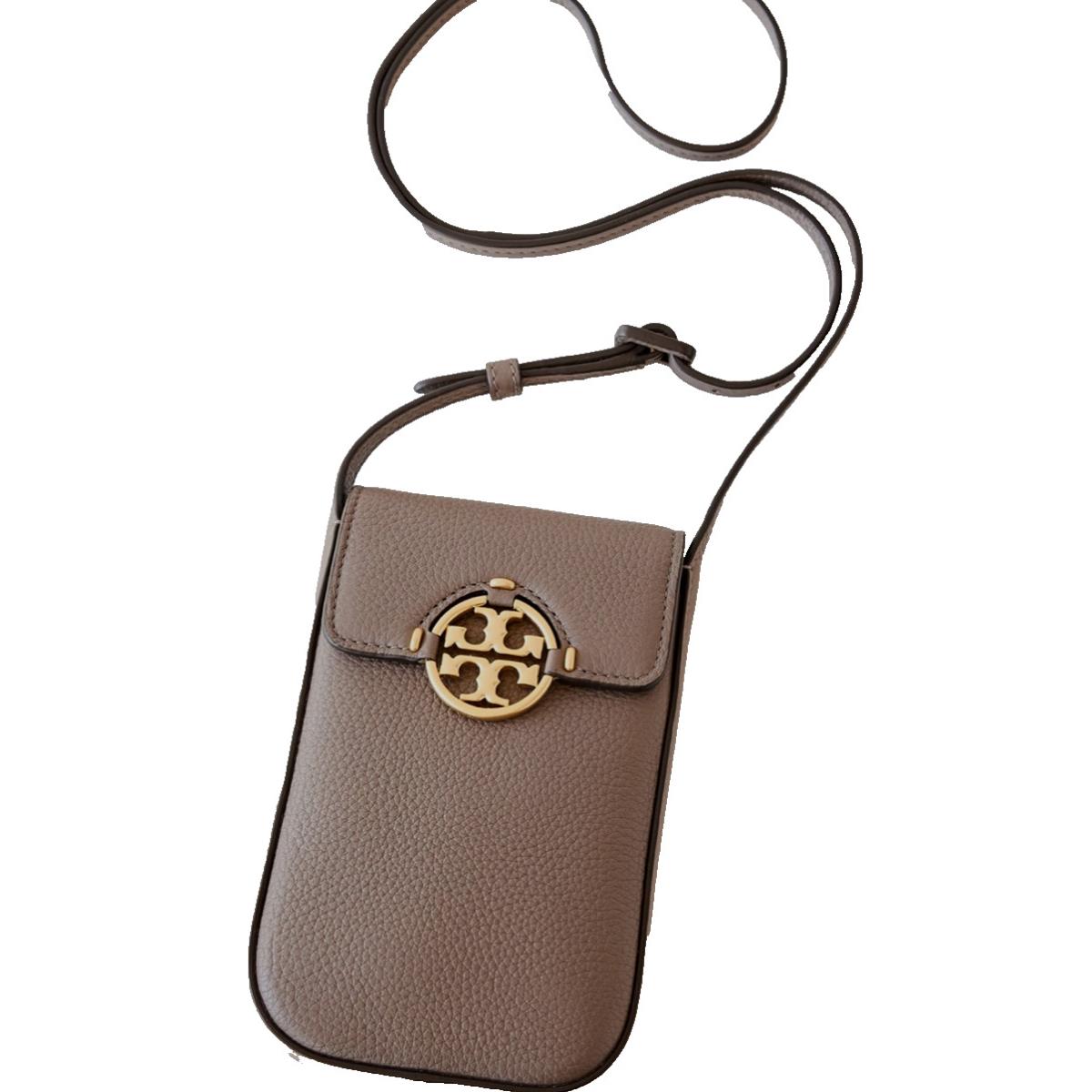 Tory Burch Miller Pebbled Leather Phone Crossbody Bag In Portobello