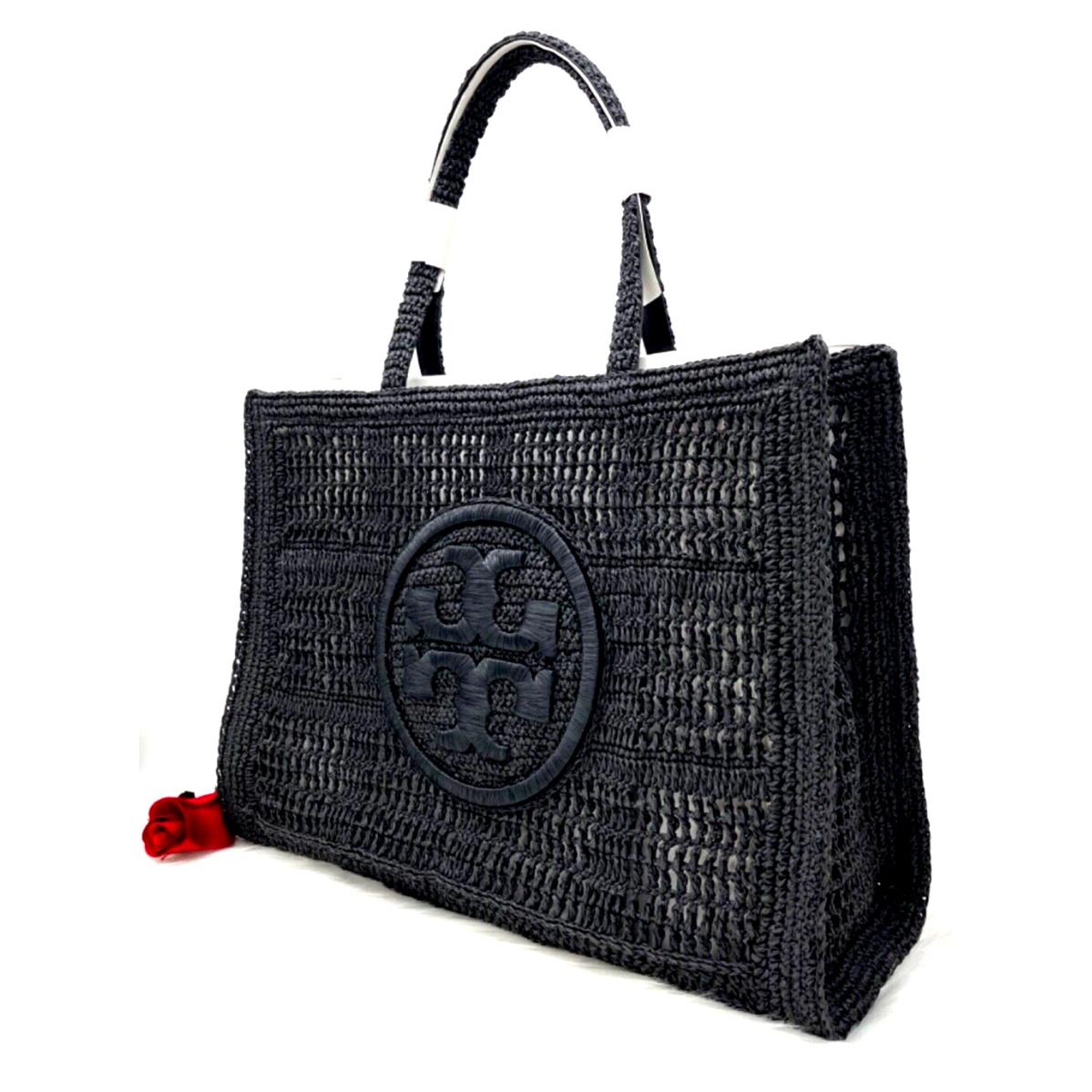 Tory Burch Women s Ella Large Crochet Open Top Tote Bag In Black