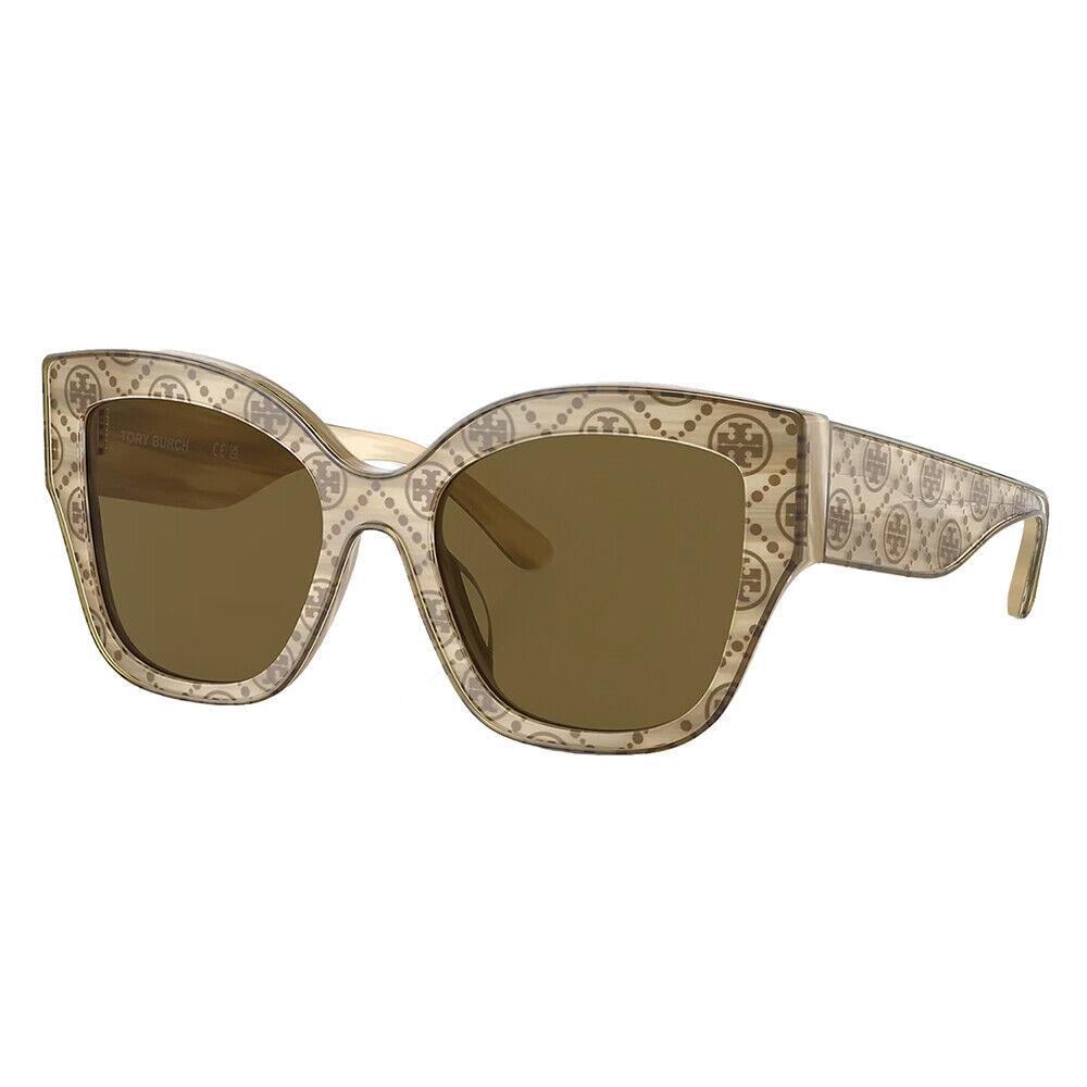 Tory Burch TY 7184U 193373 Ivory Horn w/ Olive Monogram Plastic Sunglasses