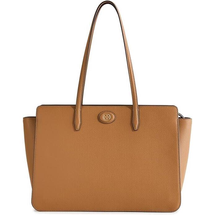 Tory Burch Robinson Pebbled Leather Tote Brown