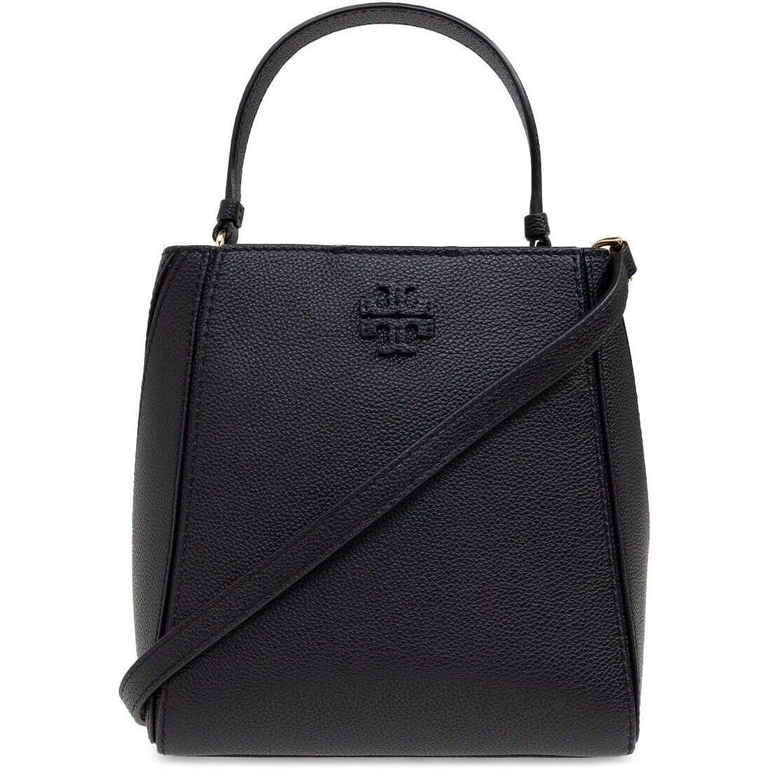 Tory Burch Hb Mcgraw Women Small Bucket Bag Leather Magnetic Black OS