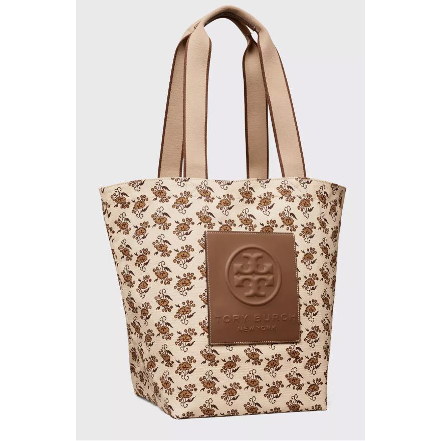 Tory Burch Gracie Womans Printed Reversible Canvas Tote Bag Curly Ditsy