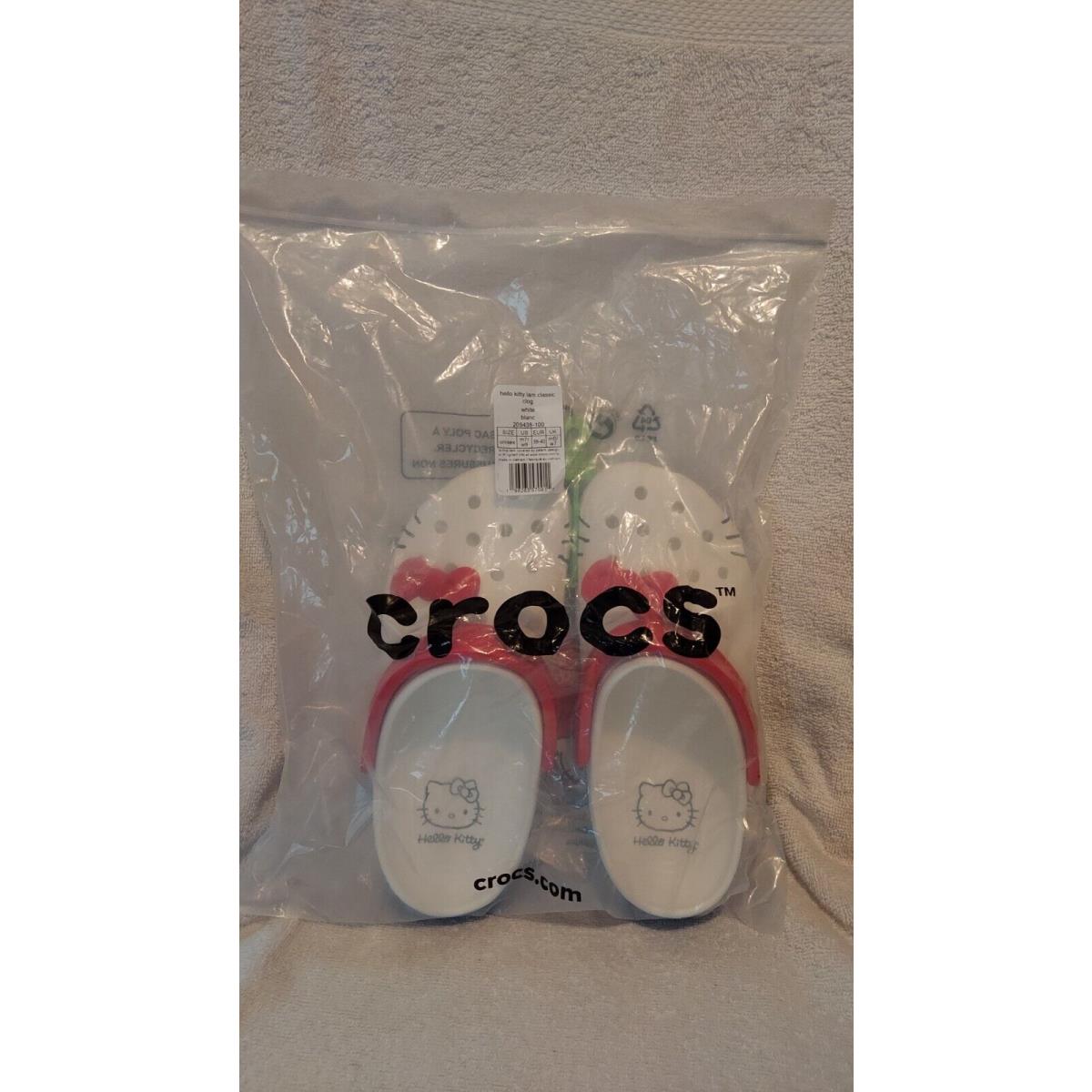 Crocs Hello Kitty Classic Clogs Women Sz 9 / Men Sz 7 White Red Blue