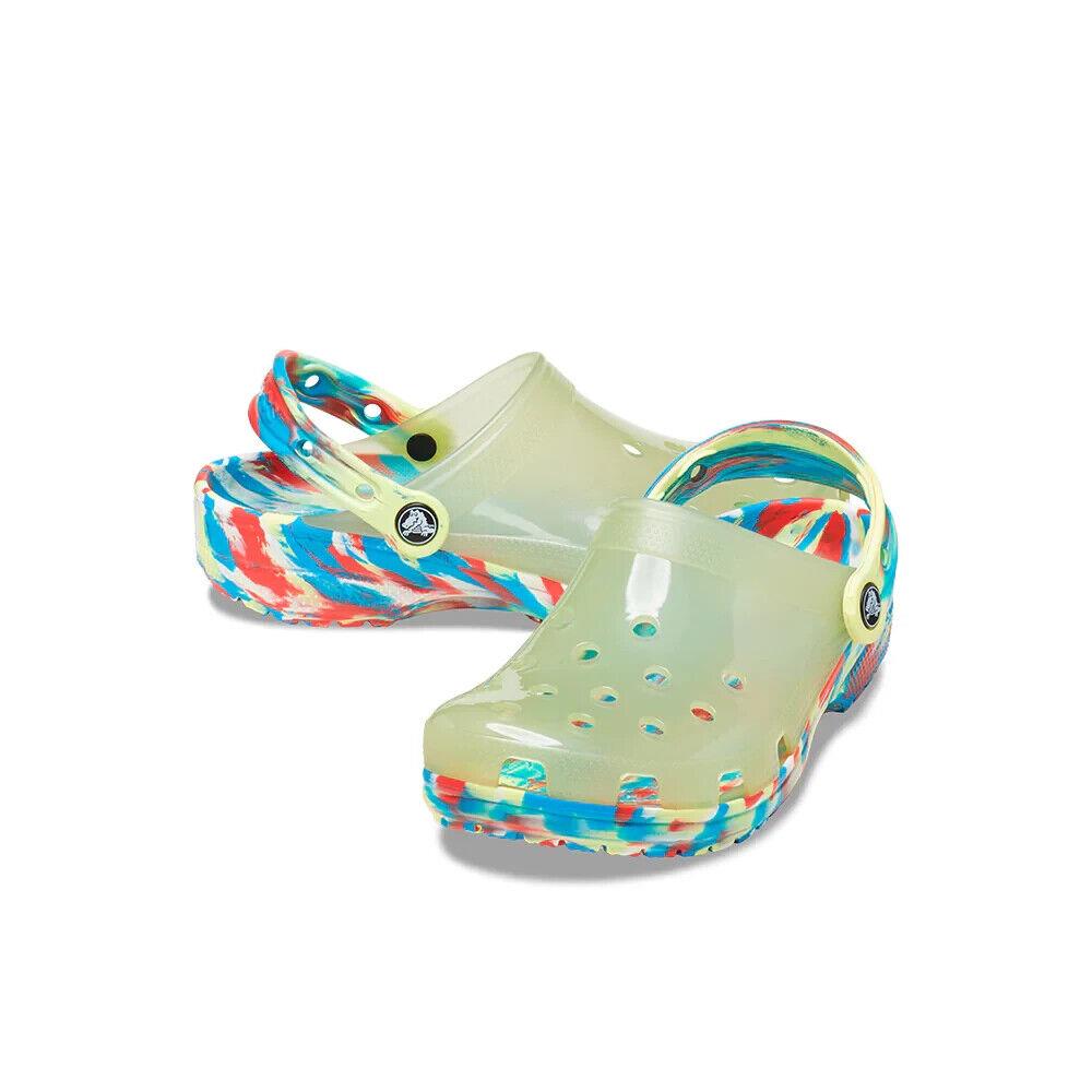 Crocs Translucent Clog Beach Slipon Men sz 9 = Women sz 11 Shoes Multi-color