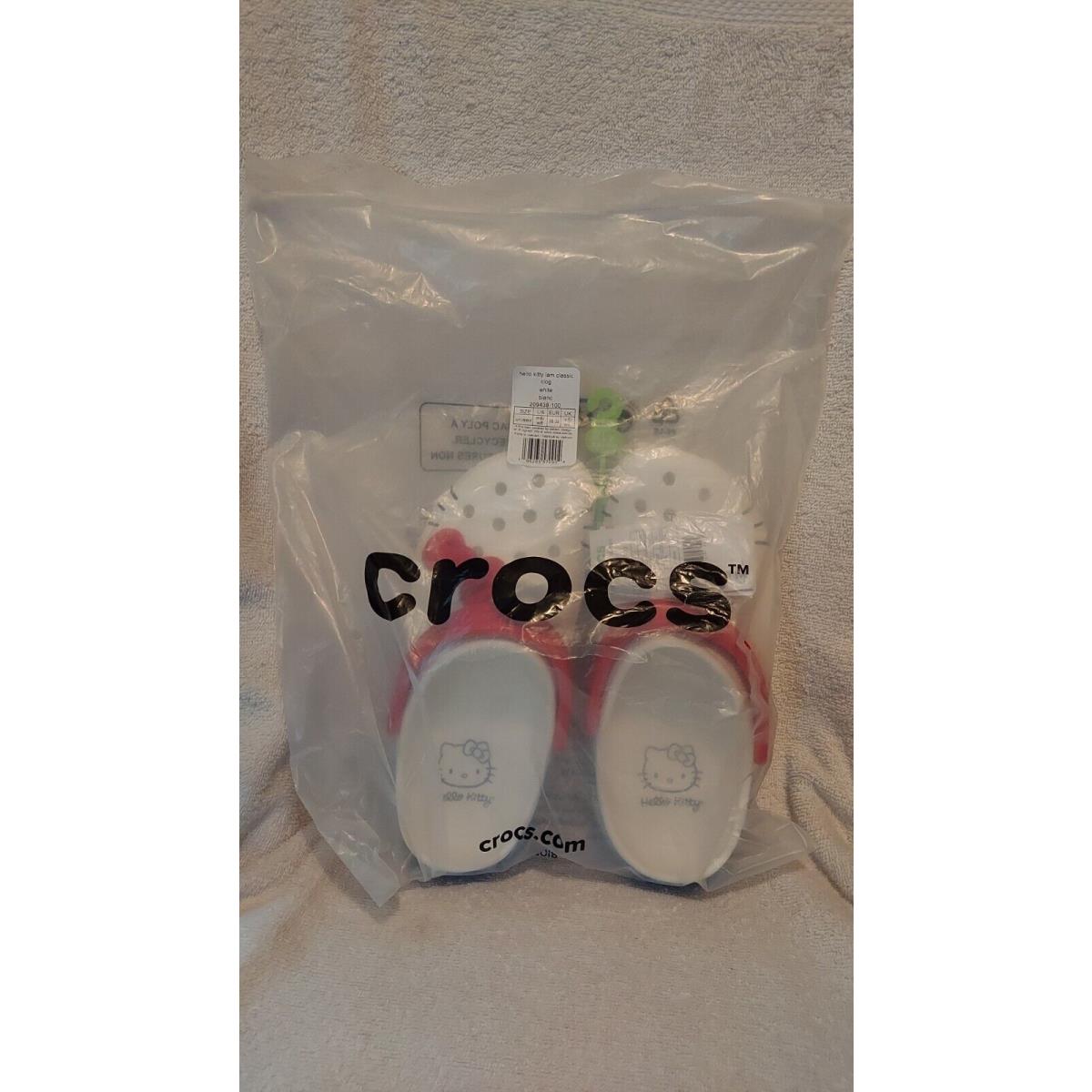 Crocs Hello Kitty Classic Clogs Women Sz 8 / Men Sz 6 White Red Blue